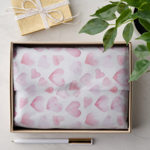 Watercolor Pink Hearts Valentine's Day Tissue Paper
