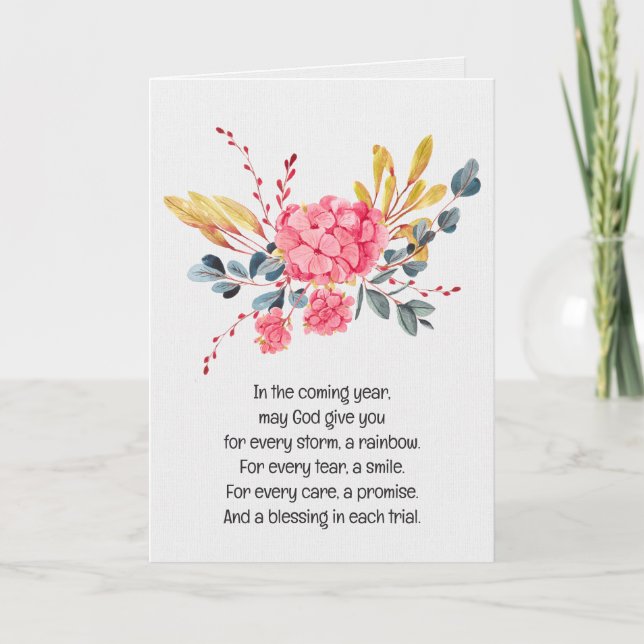 Watercolor Pink Hydrangea Birthday Card (Front)
