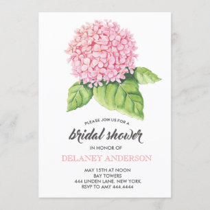 Watercolor Pink Hydrangea Bridal Shower Invitation