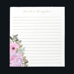 Watercolor Pink Hydrangea Flower Personalised  Notepad<br><div class="desc">Watercolor Pink and Lilac Hydrangea Flower Personalised Lined Notepad</div>