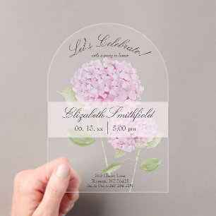 Watercolor Pink Hydrangea Invitation