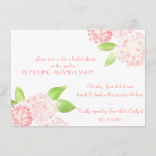 Watercolor Pink Hydrangea Invitation