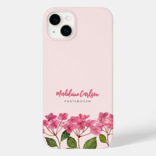 Watercolor Pink Hydrangea Lacecaps Illustration Case-Mate iPhone 14 Plus Case
