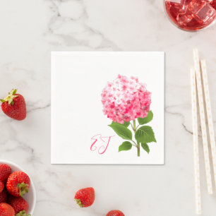 Watercolor Pink Hydrangea Napkin