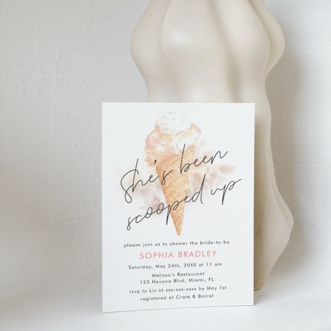Watercolor Pink Ice Cream Bridal Shower  Invitation (Creator Uploaded)