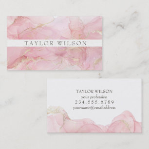 watercolor pink ink business card