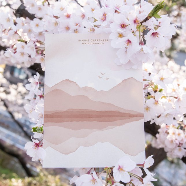 Watercolor Pink Landscape Monogram Stationery (Creator Uploaded)
