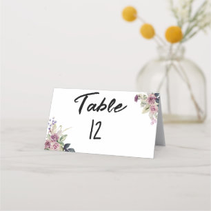 Watercolor pink lavender roses minimalist place card