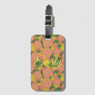 Watercolor Pink Lemon Fruit Personalised Luggage Tag