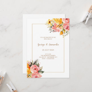 Watercolor Pink Lemonade Wedding Invitation