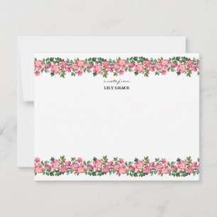 Watercolor Pink Lily Floral Wildflower Thank You Card