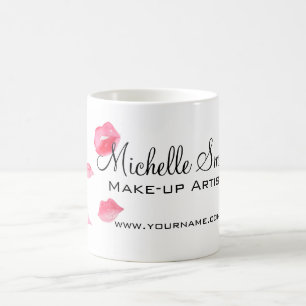 Watercolor pink lips makeup branding coffee mug