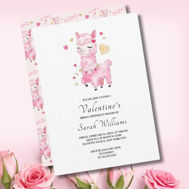  Watercolor Pink Llama Bridal Shower Invitation (Creator Uploaded)