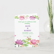 Watercolor Pink Lotus Floral Garden WEDDING