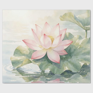 Watercolor Pink Lotus Serenity Wrapping Paper