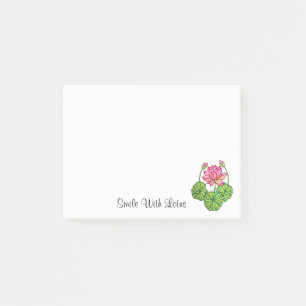 Watercolor Pink Lotus with Buds & Leaves Post-it Notes