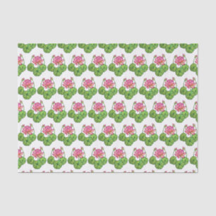 Watercolor Pink Lotus with Buds & Leaves Tissue Paper