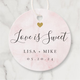 Watercolor Pink Love is Sweet Wedding Favour Tags