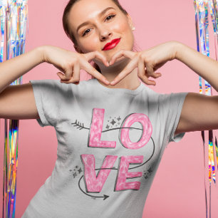 Watercolor Pink Love Lettering  T-Shirt