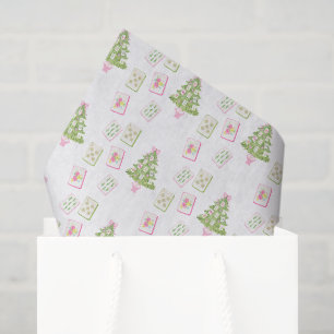 Watercolor Pink Mahjong Christmas Tree Tissue Paper