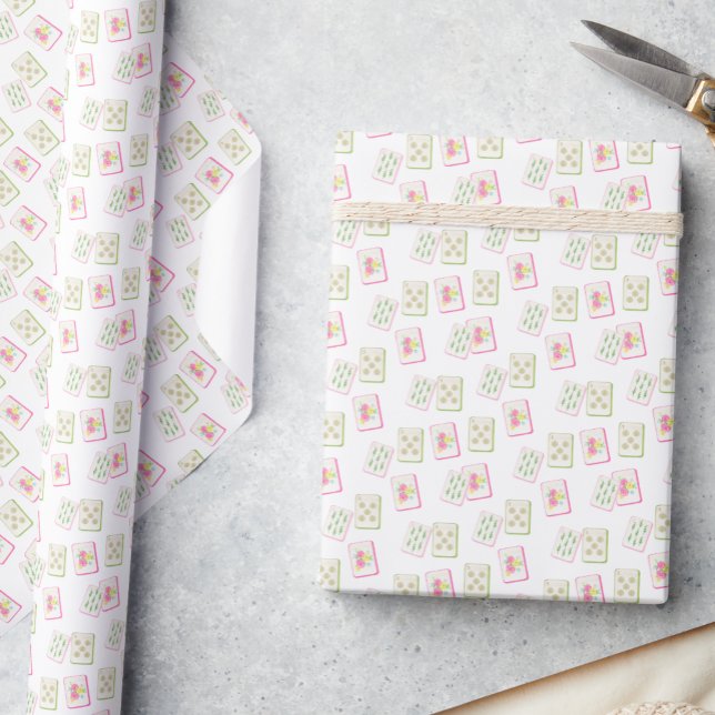 Watercolor Pink Mahjong Tiles Wrapping Paper (Creator Uploaded)