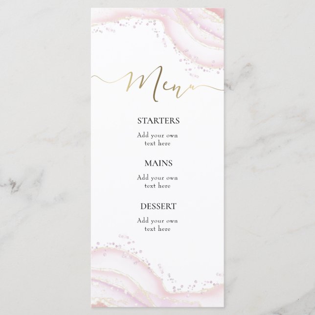 watercolor pink marble Menu (Front)