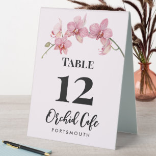 Watercolor Pink Moth Orchids Cafe Table Number