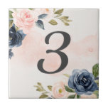 Watercolor Pink Navy Floral House Number  Ceramic Tile<br><div class="desc">More pretty Home Decor in the Little Bayleigh Store!</div>
