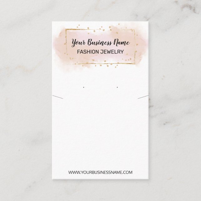 Watercolor Pink Necklace And Earring Display Card (Front)