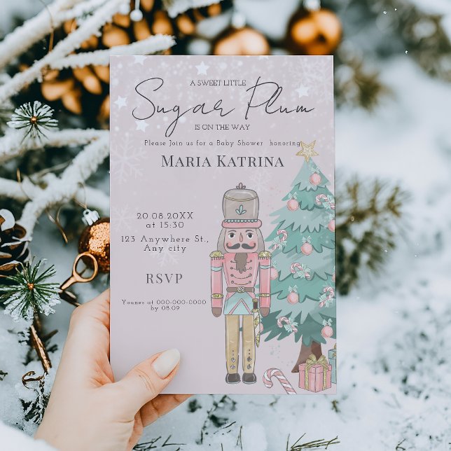watercolor Pink Nutcracker Baby Shower Christmas  Invitation (Creator Uploaded)