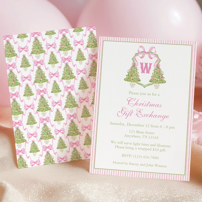 Watercolor Pink Nutcracker Monogram Crest Party Invitation (Creator Uploaded)