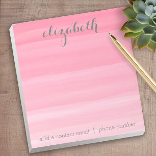 Watercolor Pink Ombre Feminine Office Suite Notepad