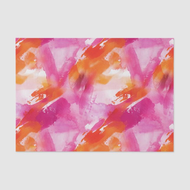 Watercolor Pink Orange Abstract Tissue Paper (Front)