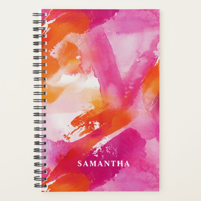 Watercolor Pink Orange  Planner (Front)