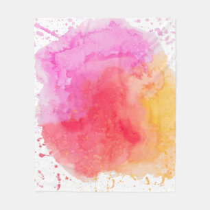 Watercolor pink orange red cloudy fleece blanket