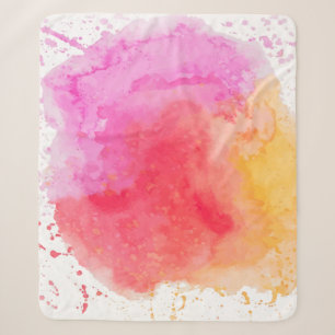 Watercolor pink orange red cloudy sherpa blanket