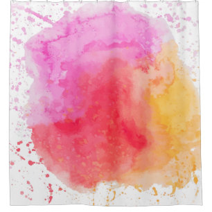 Watercolor pink orange red cloudy shower curtain