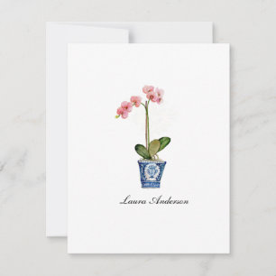 Watercolor Pink Orchid flat note card