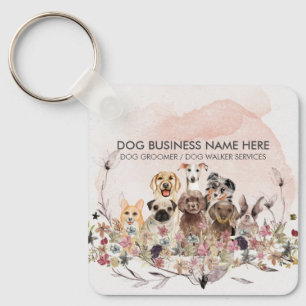 Watercolor Pink Pastel Colours Pet Walker dogs Key Ring
