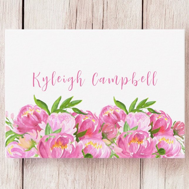 Watercolor Pink Peonies Custom Thank You Card (Creator Uploaded)