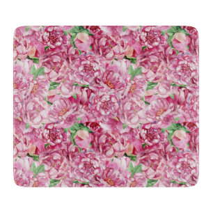 Watercolor Pink Peonies Cutting Board