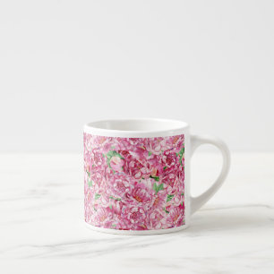 Watercolor Pink Peonies Espresso Cup