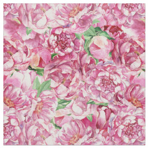Watercolor Pink Peonies Fabric