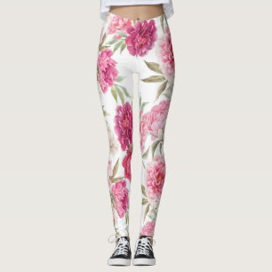 Watercolor Pink Peonies: Floral Elegance Leggings
