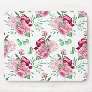 watercolor pink peonies mouse pad