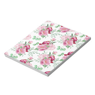 watercolor pink peonies notepad