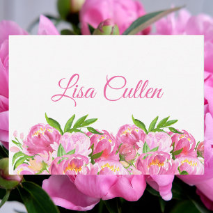Watercolor Pink Peonies Personalised Thank You Card