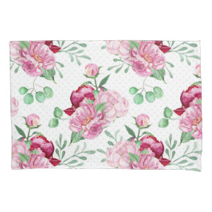 watercolor pink peonies pillowcase