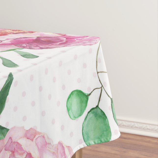 watercolor pink peonies tablecloth (In Situ)