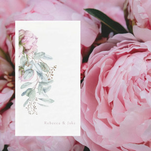 Watercolor Pink Peonies Wedding Napkin